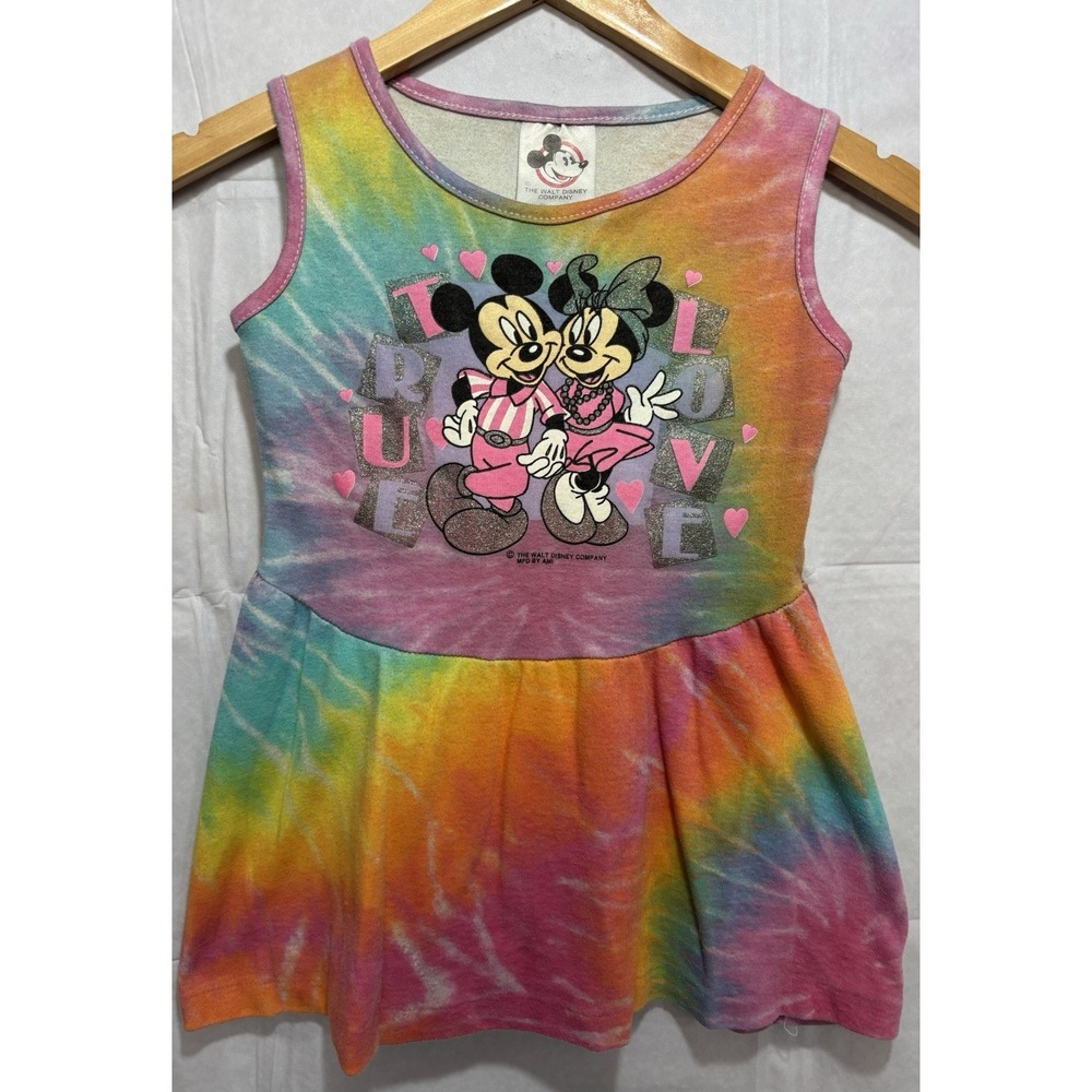 Minnie Mouse Dress Girls Size 6 Mickey Tie Dye Ruffles Vintage Walt Disney World